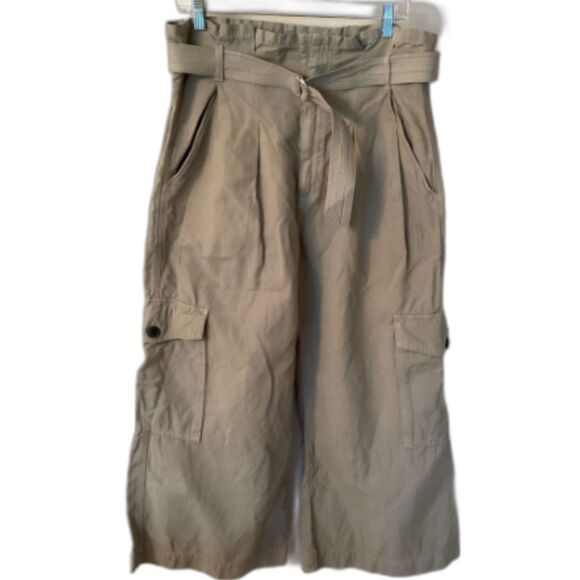 CITIZENS OF HUMANITY GREEN WIDE LEG LIZETTE PAPERBAG WAIST CARGO TROUSER PANTS - Picture 1 of 9